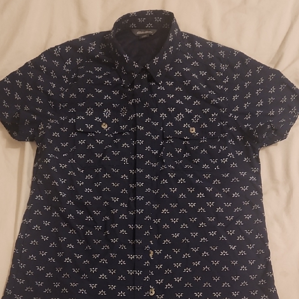 Navy Blue Patterned Men's Shirt